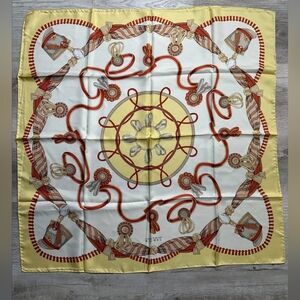 RICHEL Elegant Yellow and Red Silk Scarf 100% SILK EUC